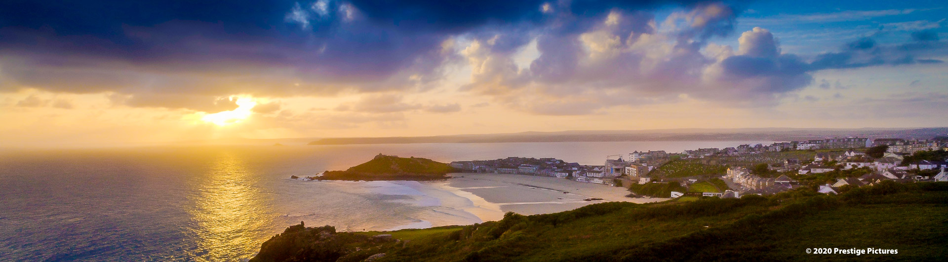 Sunrise over the sea by St Ives in Cornwall